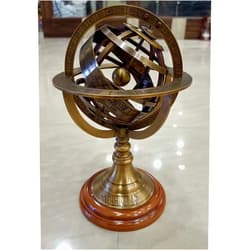 THOR INSTRUMENTS Engraved Brass Tabletop Armillary Nautical Sphere World Globe With Base Table Decor Gift (Antique Brass, 8 Inches) Rustic Vintage Home Decor Gifts