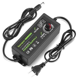 Suacopzar 60W Power Supply Adjustable DC 3V ~ 12V 5A, Variable Universal Switching AC/DC Adapter with LED Display, 100V-240V AC to DC Converter with 5.5x2.1mm & 5.5x2.5mm, Variable Adapter for LED Strip Light