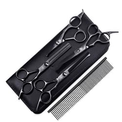 GLADOG Dog Grooming Scissors Kit with Safety Round Tips, GLADOG Professional 6 in 1 Grooming Scissors for Dogs, Sharp and Heavy-duty Dog Grooming Shears for Dogs Cats