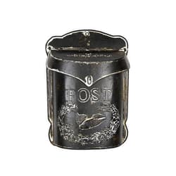 Creative Co-Op Black Embossed Tin Post Letter Box