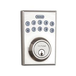 Kwikset 92640-001 Contemporary Electronic Keypad Single Cylinder Deadbolt with 1-Touch Motorized Locking, Satin Nickel, 8 x 4 x 6
