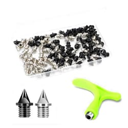 Nuolifee 3/16 Inch Track Spikes, 120 Pieces Steel Shoe Spikes Replacements and Spike Wrench for Sports Running Track Shoes