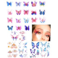 SHENYI 18 Pieces Glitter Butterfly Hair Clips with 5 Sheets Glitter Butterfly Temporary Tattoos Sticker for Women Teen-Girls Party Eye Face Makeup Decoration
