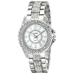 Accutime XOXO Women's Analog Watch with Silver-Tone Case, Rhinestone Bezel/Dial/Band, Silver-Tone Sunray Dial - Official XOXO Woman's Watch, Jewelry-Clasp Closure - Model: XO5746