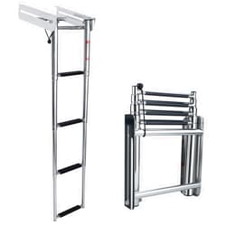 XMSound 4-Step 316 Stainless Steel Telescoping Ladder, Slide Under Platform Mount Boarding Ladder
