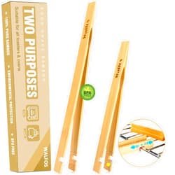 Walfos Bamboo Toaster Tongs - Wood Tongs For Cooking, Bamboo Tongs Ideal for Toaster, Fruits, Bread & Pickles, Kitchen Utensil For Cheese Bacon Muffin - 8