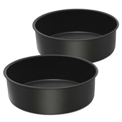 E-far 9½ x 3 Inch Cake Pan Set of 2, Nonstick Stainless Steel Round Cake Pans Tin for Baking Birthday Wedding Layer Cakes, Stainless Steel Core & Non-toxic Coating, Deep & Straight Side