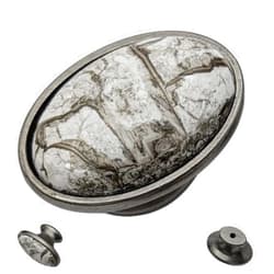 DIY Decor Hub Antique Silver Oval Knobs w/Gray Mable Accent for Cabinet & Drawers (10)