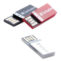 Verbatim 8GB Clip-It USB 2.0 Flash Drive Cap-less Thumb Drive Resistant to Water, Dust, and Static Discharge 3 Pack - Black, White, Red 98674