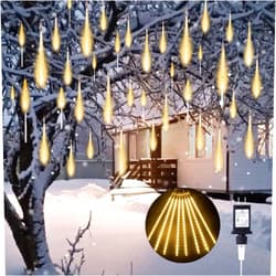 Minetom Meteor Shower Lights Outdoor, 16 Inch 16 Tubes 576 LED Icicle Lights, Waterproof Meteor Christmas Lights Outdoor, Falling Rain Lights for Tree Bushes Holiday Christmas Decoration, Warm White