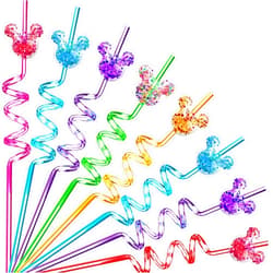 Gonumi 24Pcs Glitter Mouse Straws for Minnie Mickey Party Favors, Straws for Minnie Mickey Birthday Party Supplies, Drinking Straws for Boys Girls Minnie Mickey Party Decorations