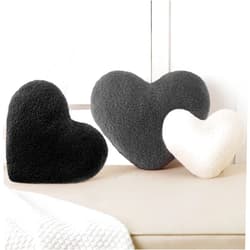 Yuntau 3 Pieces Sherpa Valentine's Day Heart Shaped Decorative Throw Pillows Red Pink Fluffy Love Pillow Aesthetic Coquette Room Decor for Gift Bed Sofa Couch(Gray, Black,White)