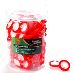 Biomed Scientific Syringe Filter PTFE Membrane 25mm Diameter 0.22um Pore Size Biomed Scientific Non Sterile Pack of 100