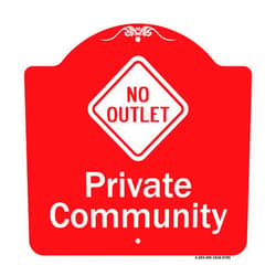 MIGHTY SKINS SignMission Designer Series Sign - Private Community with No Outlet Symbol | Red & White 18