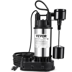 VEVOR 1.5 HP Submersible Cast Iron and Steel Sump Pump, 6000 GPH Submersible Water Pump with Integrated Vertical Float Switch, for Basement Water Basin and Flooding Area