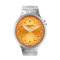 Swatch Unisex Dress Yellow Stainless Steel Quartz Big Bold Irony Amber Sheen