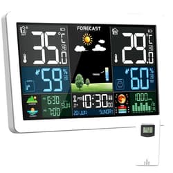 Brataste Weather Station Wireless Indoor Outdoor, Thermometer Wireless with Remote Sensor, Home Weather Station, Color Display Digital Weather Forecast, Humidity, Atomic Clock, Air Pressure for Home