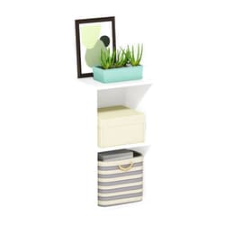Furinno PASIR Book Shelf, 2-Tier Modern Bookshelf, Open Shelves Bookcase 9 x 12 x 21, Easy Assembly, for Living Room, Bedroom, Home Office, White