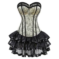 Kranchungel Steampunk Corset Skirt Costume: Renaissance Corset Dress for Women Moulin Rouge Costumes for Themed Party Events