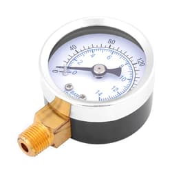 Dioche 42mm Dial Plate Manometer, 0, 200psi 0, 14bar Water Pressure Gauge Double Scale Metal Case, Convenient, Small Size, Stable Performance with Clear Markings, 1 or 8 NPT Thread,
