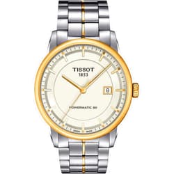 Tissot mens Tissot Luxury Powermatic 80 316L stainless steel case with yellow gold PVD coating Automatic Watch, Grey, Stainless steel, 22 (T0864072226100)