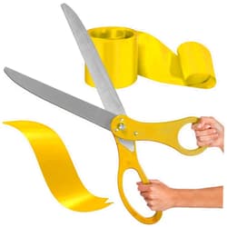 Chambridge Golden Grand Opening Ceremony Kit – 25 Inch Gold Scissors for Ribbon Cutting Giant Scissors Gold with Ribbon Gold for Inaugurations and Ceremonies Grand Opening Ribbon and Scissor for Special Events