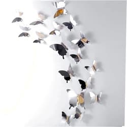 BBTO 48 Pieces Butterfly Wall Decor DIY Mirror 3D Butterfly Stickers Removable Butterfly Decals for Home Nursery Classroom Bedroom Bathroom Living Room Decor