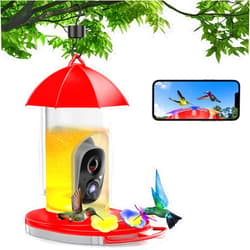 DEBARK Smart Hummingbird Feeder with Camera, with 1080P Video Camera- Outdoors Hanging-Automatically Capture HD Bird and watchinstantlyvideos -Unique Bee & Ant Proof Design-Ideal Gift for Bird Lovers