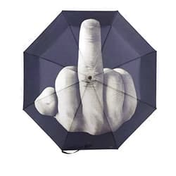 Leevcok Automatic Folding Umbrella, Middle Finger Windproof Rain Umbrellas with 8 bone metal stand holder, UV Protection gray