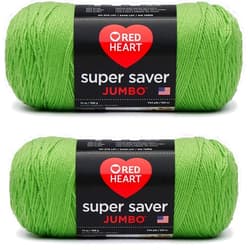 Red Heart Super Saver Jumbo Spring Green Yarn - 2 Pack of 396g/14oz - Acrylic - 4 Medium (Worsted) - 744 Yards - Knitting/Crochet