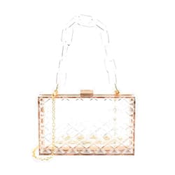 Linkidea Women Clear Purse, Acrylic Evening Clutch Bag, Transparent Crossbody Shoulder Handle Handbag Fits School Prom & Concerts