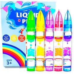 UIIOPJIOM 5PCS Liquid Pens Christmas Stocking Stuffers for Kids, Liquid Motion Bubble Fun Cool Pens Autism ADHD Anxiety Stress Relief Item Quiet Fidget Sensory Autistic Desk Toys Classroom Gift for Boys Girls