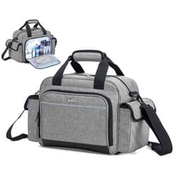 Trunab Home Health Nurse Bag Empty, Portable Medical Supplies Shoulder Bag for Hospice, Home Visit, Hospital Interns, Grey, Bag Only