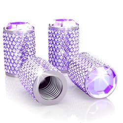 BFXM 4Pcs Car Tire Valve Stem Caps, Bling Tire Air Cap for Car, Universal Stem Covers, Anodized Aluminum Tires Valve Cap with O Rubber Ring, Pink Crystal Diamond Car Accessories for Women