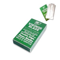 VIKINGS BLADE Double Edge Safety Razor Blades, 10x Blades, Swedish Steel + Platinum Coated, Replacement Razor Blades & Refills (Mild & Gentle)