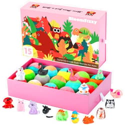 BloomFizzy Jungle Adventure Bath Bombs for Kids, 15 Scented Fizzy Bombs with Surprise Land Animal Toys Inside, Kids Colorful Bath Time Fun Gift Set, Gentle & Child-Safe, Ideal Christmas Gift for Kids
