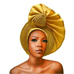 QliHut Nigerian Headtie African Head Wraps Aso Oke Gele Already Made Handmade African Turban Cap for Party