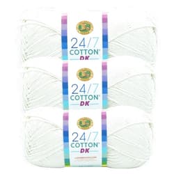 Lion Brand Yarn (3 Pack) Lion Brand Yarn 24/7 Cotton DK Yarn, Cream