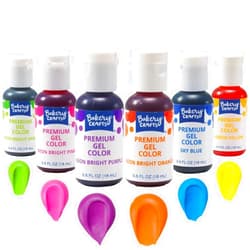 Bakery Crafts Premium Gel Neon Food Coloring 6 Bottle Assortment, 3.6 Fl Oz, Bright Edible Color For Christmas Baking And Decorating, Highly Concentrated, Yellow, Orange, Purple, Blue, Pink, Green | 6 x 0.6FL | Made in USA