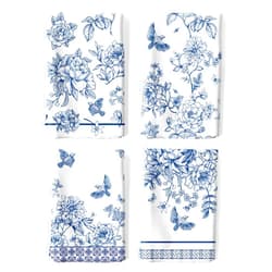 Arquiel 4Pcs Chinoiserie Floral Kitchen Tea Towels 100% Cotton Blue Bird Hand Towels Multiple Uses Quick Dry Dish Cloth for Table, Kitchen Decor, Housewarming Gifts