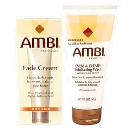 Ambi Fade Cream Oily 2 oz. and Ambi Exfoliating Wash 5 oz. 2 pc Set (1 Cream/1 Wash)