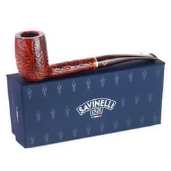 Savinelli Bing's Rusticated Finish - Long Stright Billiard Golf Inspired Briar Wood Pipe, Handmade in Italy