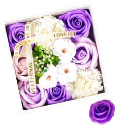 Ideal Swan Floral Scented Bath Soap Rose Flower Petals Purple Plant Essential Oil Rose Soap Set for Her Women Teens Girls Mom Birthdays, Rose Flower Bath Soap for Valentine Christmas Mother's Day