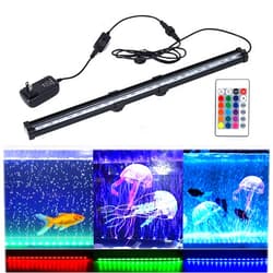HCDMRE LED Fish Tank Light,Submersible Aquarium Light with Air Bubble Hole,IP68 Waterproof,Color Changing LED Lights with Remote Controller,31cm/12.2