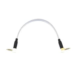 Angitu 3.5mm TRRS to TRRS Spring Coiled Cable for Split Mechanical Keyboard RODE Sc7 by VIDEOMIC GO Video Micro-Type Mics Audio Cord Angle Cables (90 to 90trrs 25CM Black+White)