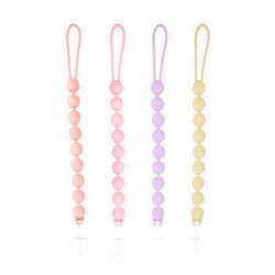 MINMUNJIU Silicone Pacifier Clip Holder, 4 Pack One Piece Soft Flexible Binky Clips Pacifier Holder Clip for Girls, Baby Girl Newborn Essentials