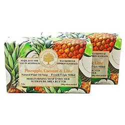 Wavertree & London Pineapple Coconut Lime (2 Bars), 7oz Moisturizing Natural Soap Bar, French -Milled and enriched with Shea Butter Pineapple, Coconut & Lime