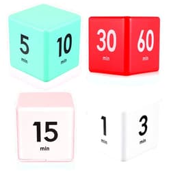Weewooday 4 Pieces Cube Timer Gravity Sensor Flip Digital Workout Timer Cube for Management Duration Home Kitchen Study, 1 3 5 10 Minutes and 15 20 30 60 Minutes (White, Red, Pink, Green)