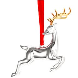 WeddPtyFr Reindeer Christmas Ornament-Shiny Silver Christmas Hanging Ornament Deer - Metal Ornament for Christmas Tree - Ornament for Christmas Tree Decorations Holiday Keepsake Gift (Reindeer)