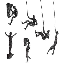 Olpchee Set of 6 Nordic Modern Simplicity Resin Sculpture Creative Climbing Man Wall Sculptures Hand-Finished for Art Home Decor (6Pcs Black)